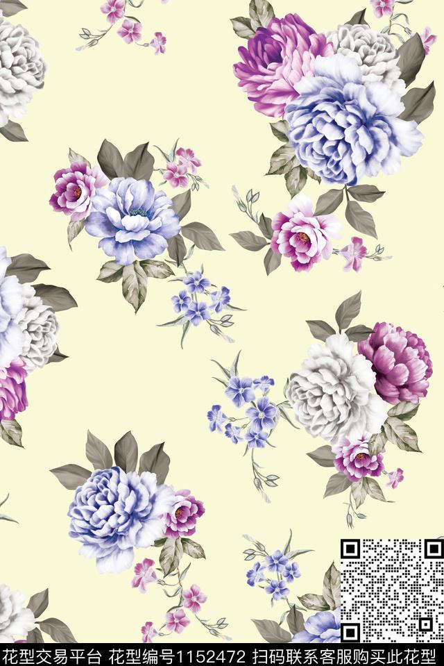 沙发布植物清爽底花卉数码印花华亿平台下载（图片编号: 1152472） - 瓦栏（Walan）