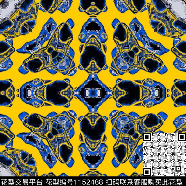 线条画抽象几何数码印花华亿平台下载（图片编号: 1152488） - 瓦栏（Walan）