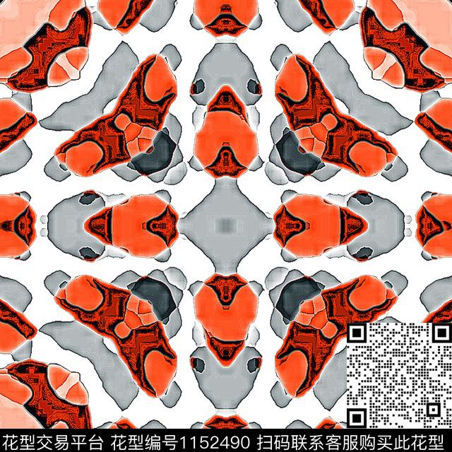 线条画抽象几何数码印花华亿平台下载（图片编号: 1152490） - 瓦栏（Walan）