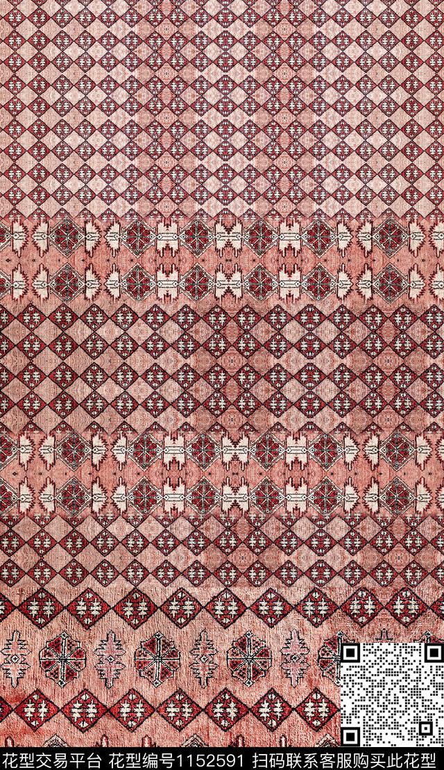 定位花中老年民族风数码印花华亿平台下载（图片编号: 1152591） - 瓦栏（Walan）