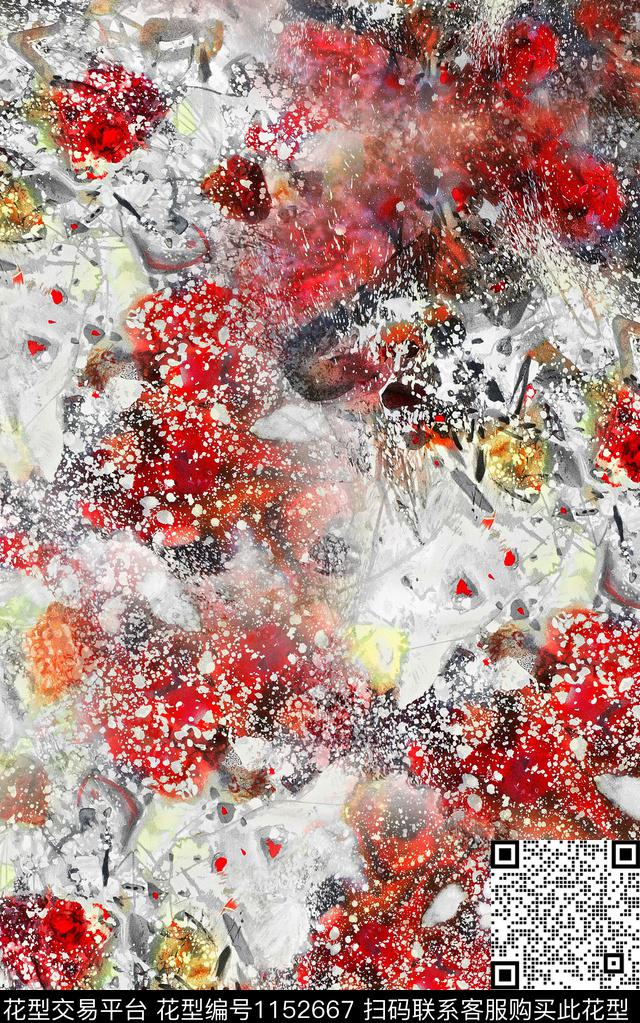 肌理抽象中老年数码印花华亿平台下载（图片编号: 1152667） - 瓦栏（Walan）