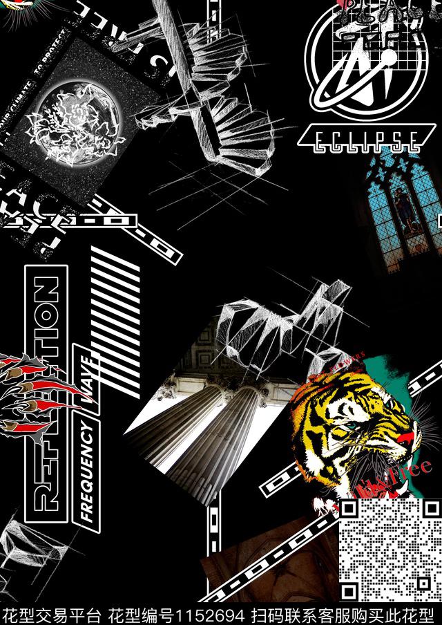 欧洲潮牌大牌风数码印花华亿平台下载（图片编号: 1152694） - 瓦栏（Walan）