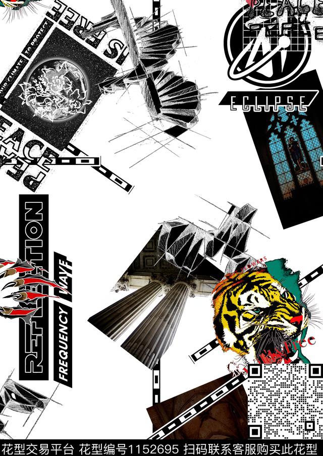 欧洲潮牌大牌风数码印花华亿平台下载（图片编号: 1152695） - 瓦栏（Walan）