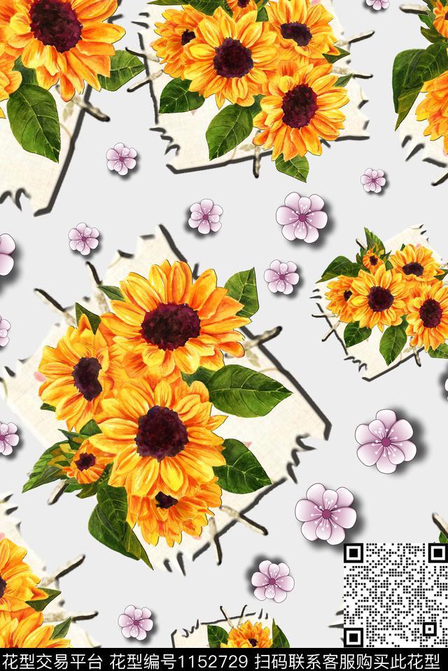 复古手绘花卉数码印花华亿平台下载（图片编号: 1152729） - 瓦栏（Walan）