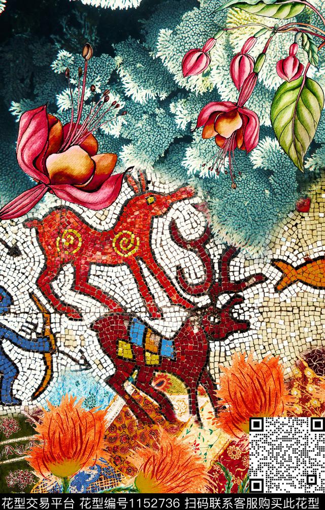 波西米亚花纹肌理数码印花华亿平台下载（图片编号: 1152736） - 瓦栏（Walan）