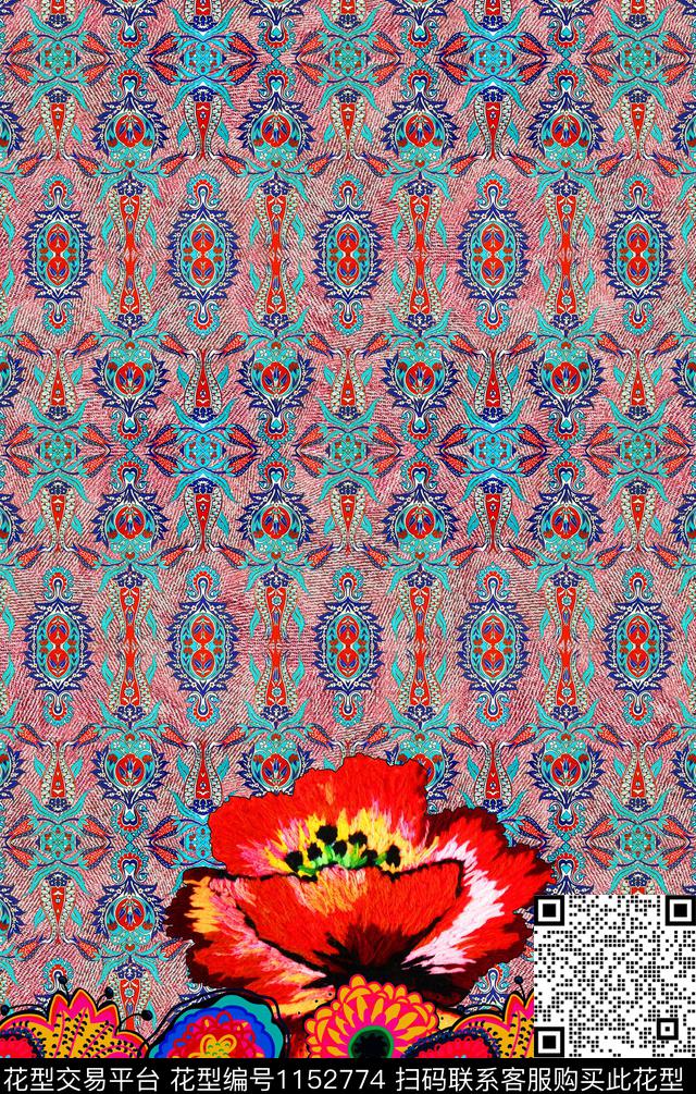 民族风复古杭州数码印花华亿平台下载（图片编号: 1152774） - 瓦栏（Walan）