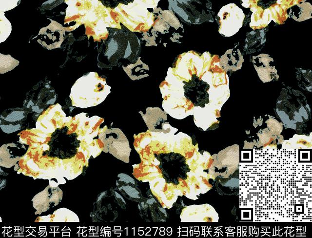 风格化花卉大牌风数码华亿平台数码印花华亿平台下载（图片编号: 1152789） - 瓦栏（Walan）
