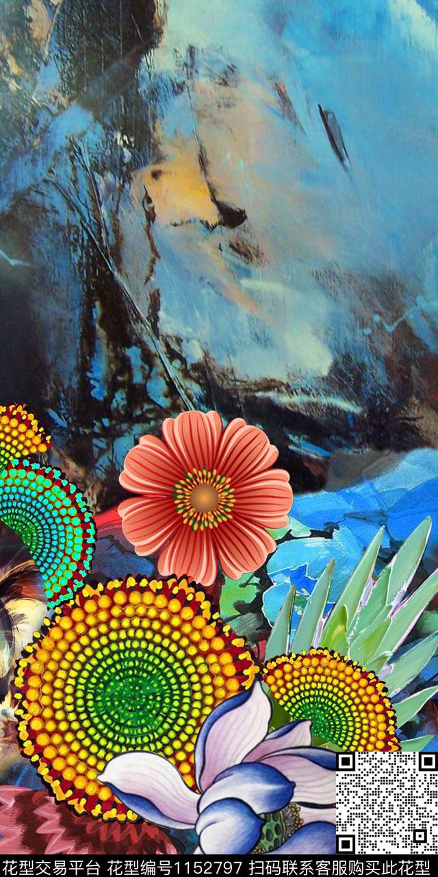定位花花卉向阳花传统印花华亿平台下载（图片编号: 1152797） - 瓦栏（Walan）