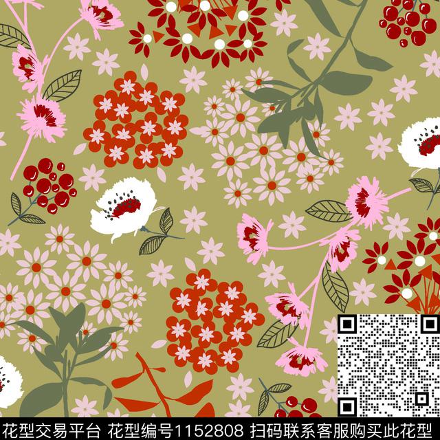 风格化花卉大牌风数码华亿平台数码印花华亿平台下载（图片编号: 1152808） - 瓦栏（Walan）