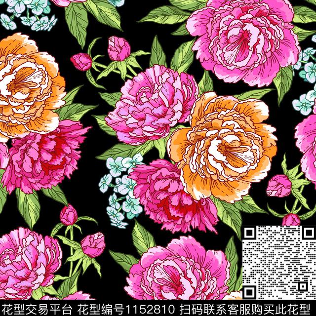 风格化花卉大牌风数码华亿平台数码印花华亿平台下载（图片编号: 1152810） - 瓦栏（Walan）