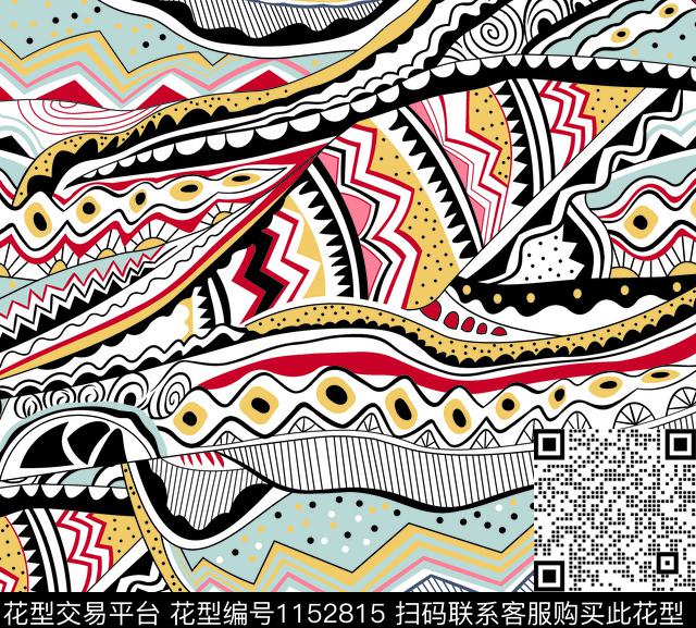 风格化花卉大牌风抽象数码印花华亿平台下载（图片编号: 1152815） - 瓦栏（Walan）