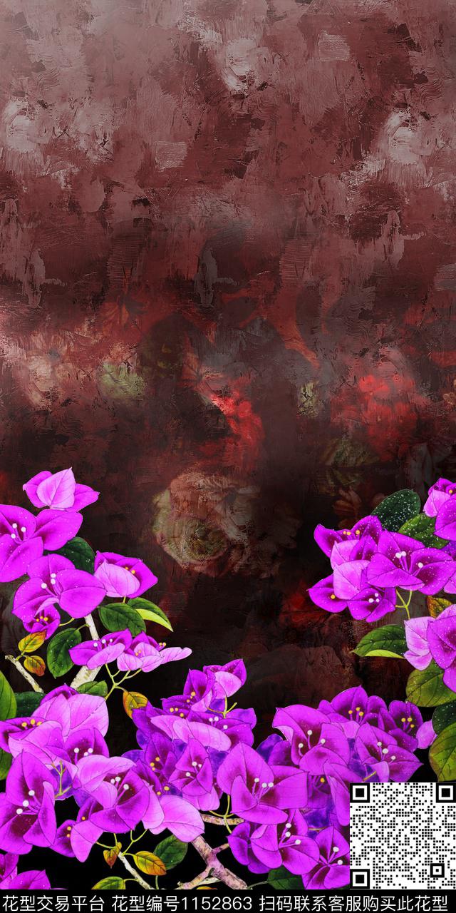 定位花中国风花卉传统印花华亿平台下载（图片编号: 1152863） - 瓦栏（Walan）