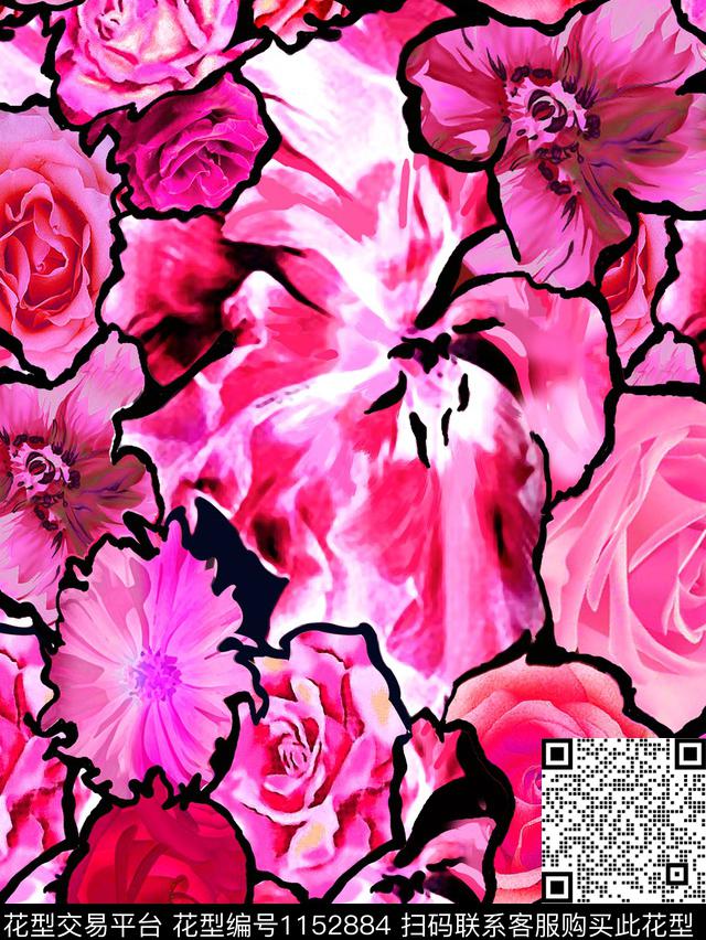 大牌风花卉韩式数码印花华亿平台下载（图片编号: 1152884） - 瓦栏（Walan）