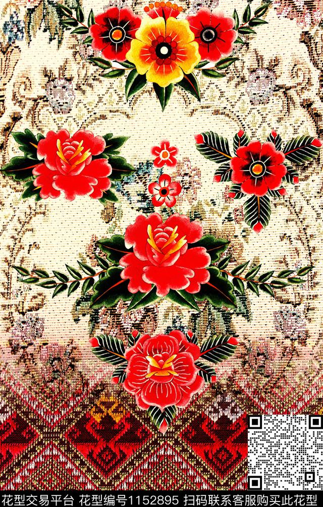 民族风复古杭州数码印花华亿平台下载（图片编号: 1152895） - 瓦栏（Walan）