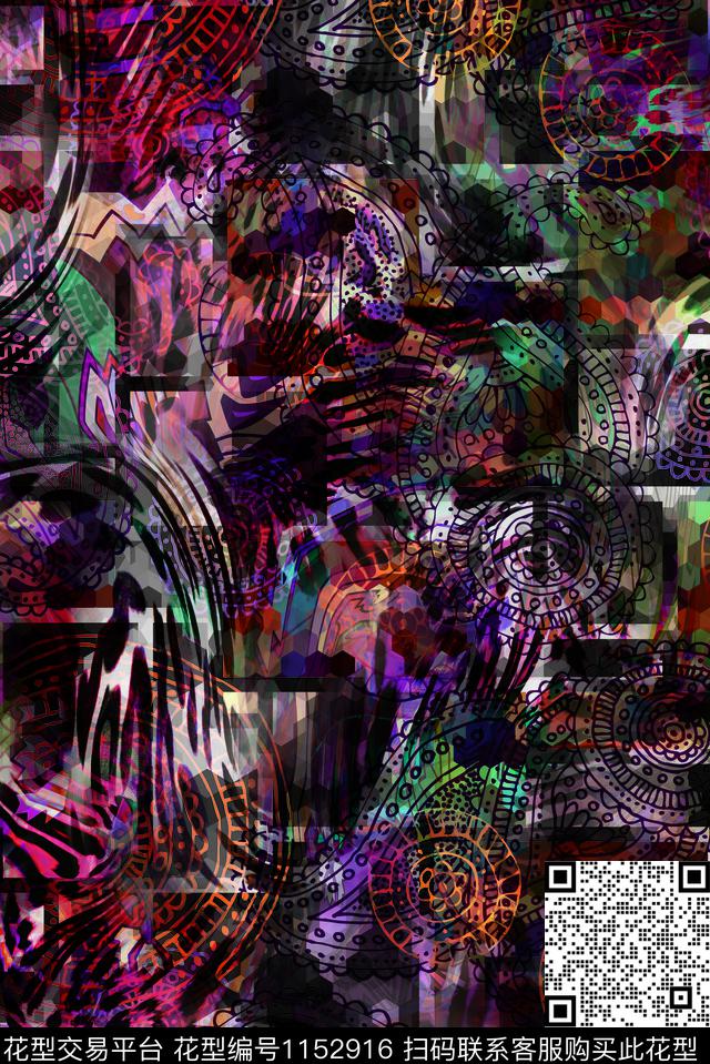 抽象数码华亿平台抽象女装数码印花华亿平台下载（图片编号: 1152916） - 瓦栏（Walan）