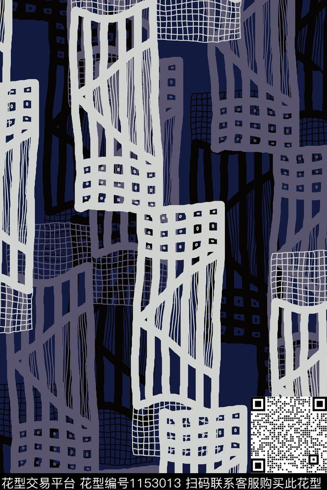 混合拼接抽象几何男装传统印花华亿平台下载（图片编号: 1153013） - 瓦栏（Walan）