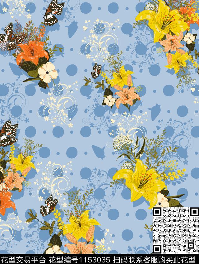 大牌风波点花卉数码印花华亿平台下载（图片编号: 1153035） - 瓦栏（Walan）