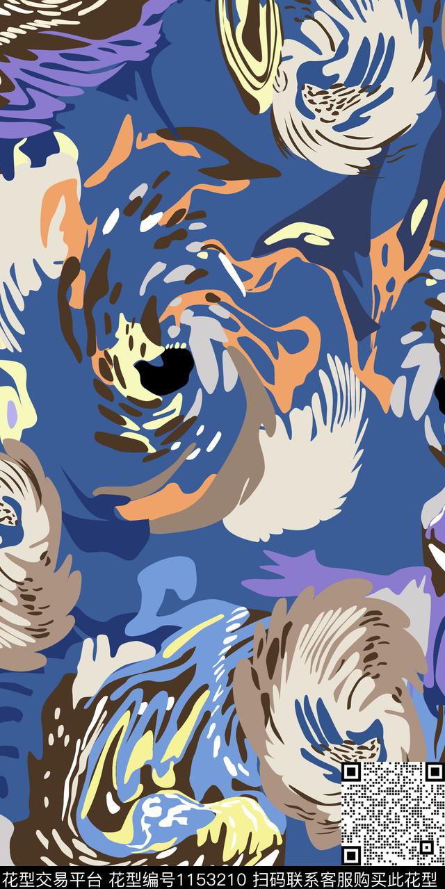 抽象几何抽象迷彩数码印花华亿平台下载（图片编号: 1153210） - 瓦栏（Walan）