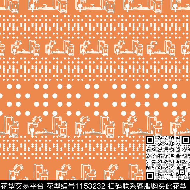 橙色几何波点传统印花华亿平台下载（图片编号: 1153232） - 瓦栏（Walan）