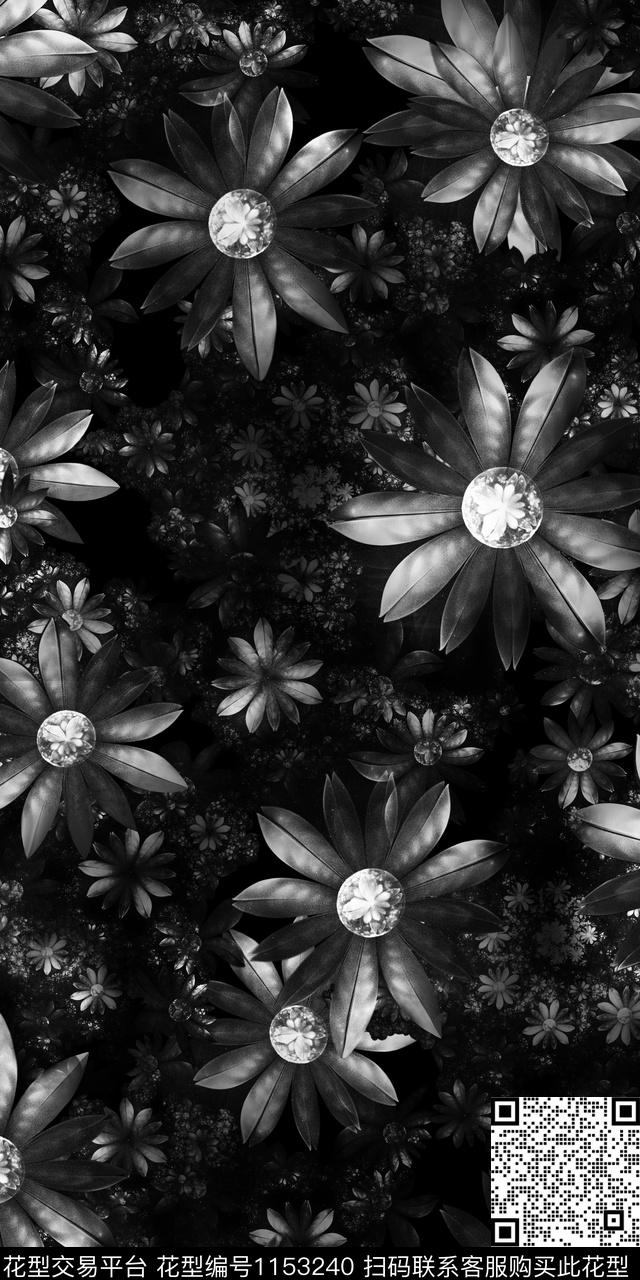 抽象几何黑白华亿平台数码印花华亿平台下载（图片编号: 1153240） - 瓦栏（Walan）