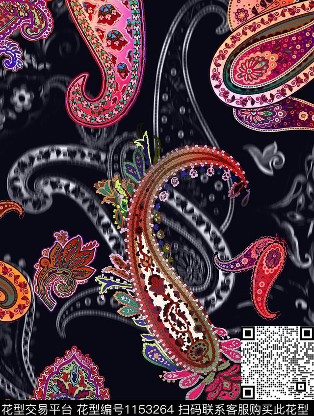 抽象几何琵琶花数码印花华亿平台下载（图片编号: 1153264） - 瓦栏（Walan）
