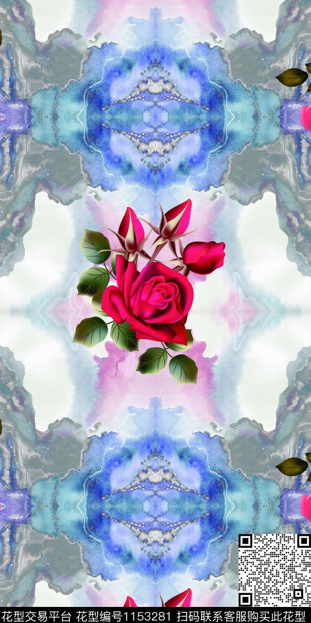 肌理玫瑰花数码华亿平台数码印花华亿平台下载（图片编号: 1153281） - 瓦栏（Walan）