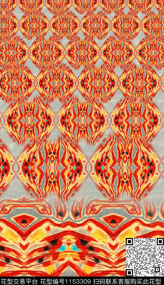 定位花波西米亚复古数码印花华亿平台下载（图片编号: 1153309） - 瓦栏（Walan）