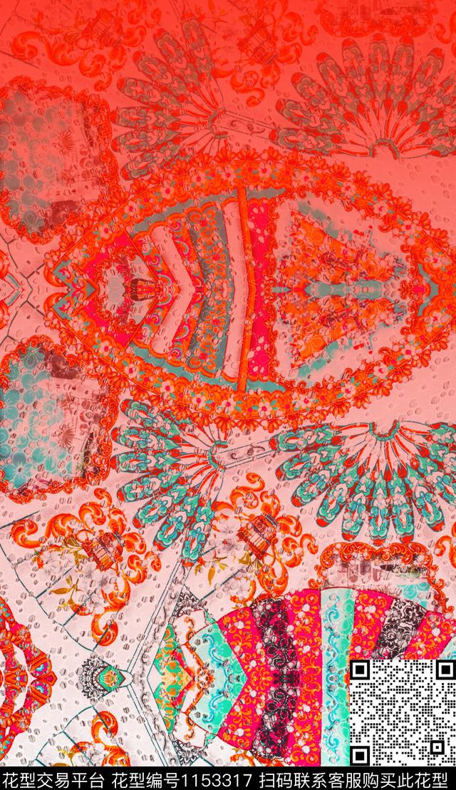 波西米亚复古花卉数码印花华亿平台下载（图片编号: 1153317） - 瓦栏（Walan）