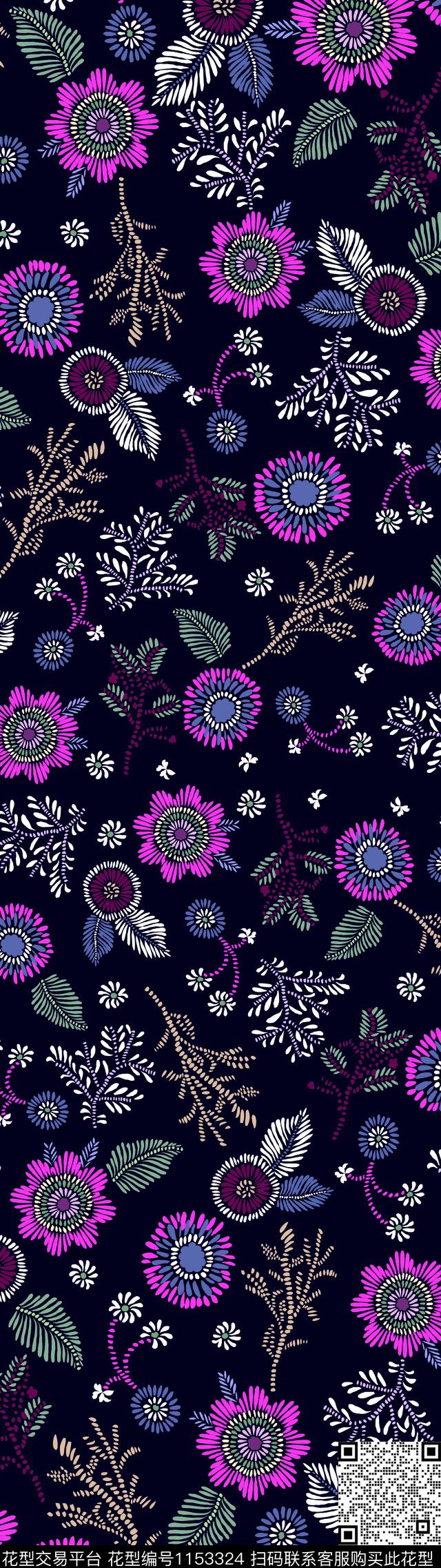 花卉清爽底花卉绣花华亿平台数码印花华亿平台下载（图片编号: 1153324） - 瓦栏（Walan）