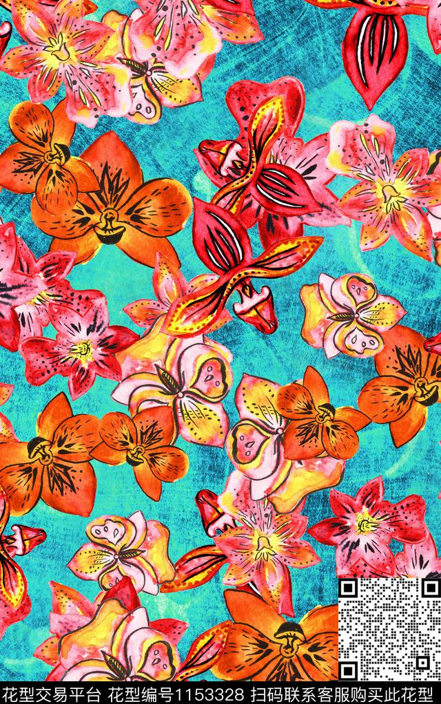 肌理花卉中老年数码印花华亿平台下载（图片编号: 1153328） - 瓦栏（Walan）
