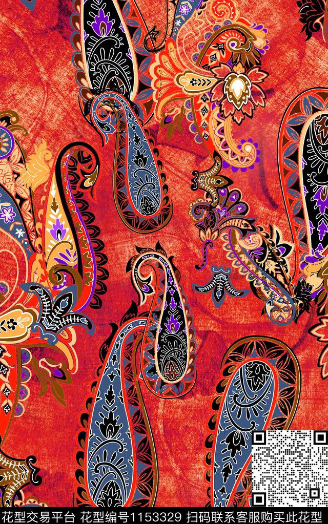 肌理佩斯利中老年数码印花华亿平台下载（图片编号: 1153329） - 瓦栏（Walan）