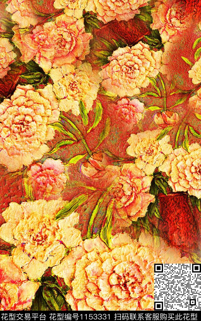 肌理抽象花卉花卉数码印花华亿平台下载（图片编号: 1153331） - 瓦栏（Walan）