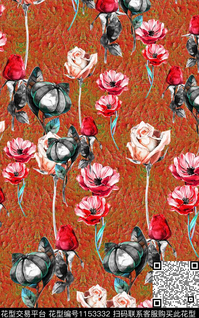 肌理花卉中老年数码印花华亿平台下载（图片编号: 1153332） - 瓦栏（Walan）