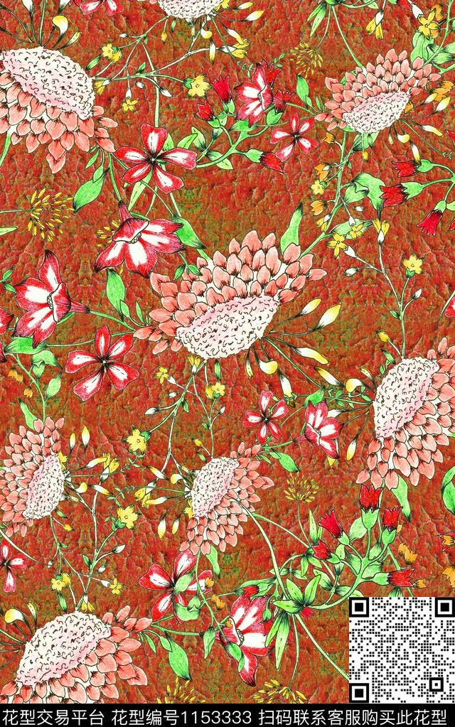 肌理花卉中老年数码印花华亿平台下载（图片编号: 1153333） - 瓦栏（Walan）