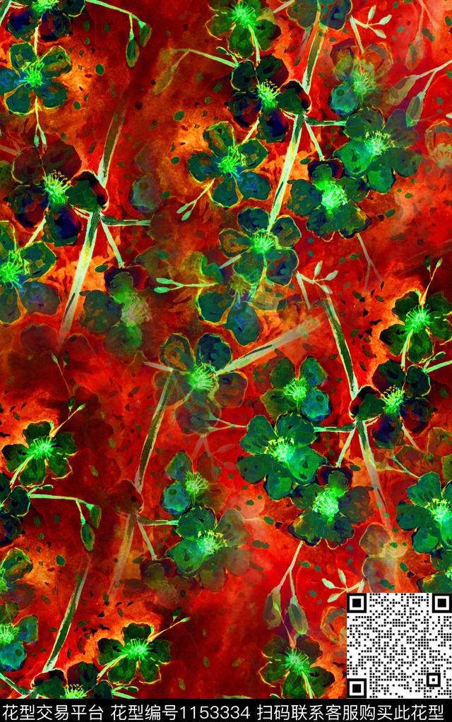 肌理抽象花卉花卉数码印花华亿平台下载（图片编号: 1153334） - 瓦栏（Walan）