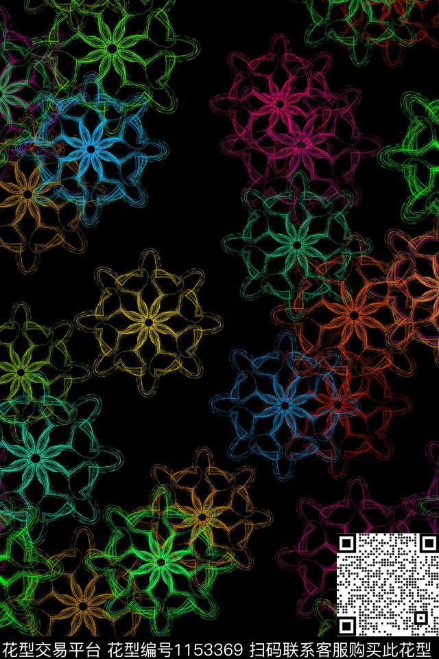 炫彩民族风配色数码印花华亿平台下载（图片编号: 1153369） - 瓦栏（Walan）