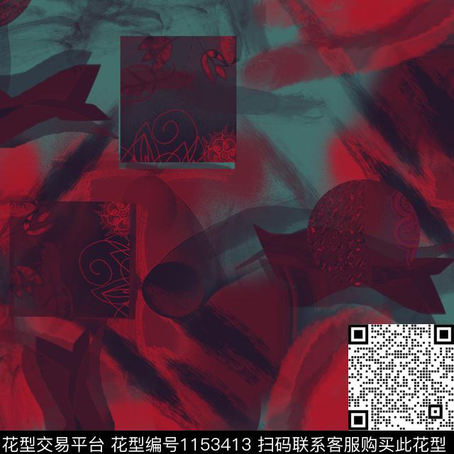 抽象几何创意数码印花华亿平台下载（图片编号: 1153413） - 瓦栏（Walan）