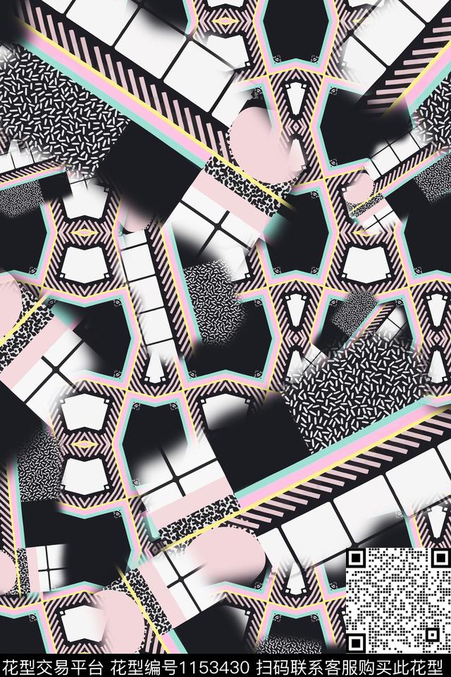 大牌风格子迷幻数码印花华亿平台下载（图片编号: 1153430） - 瓦栏（Walan）