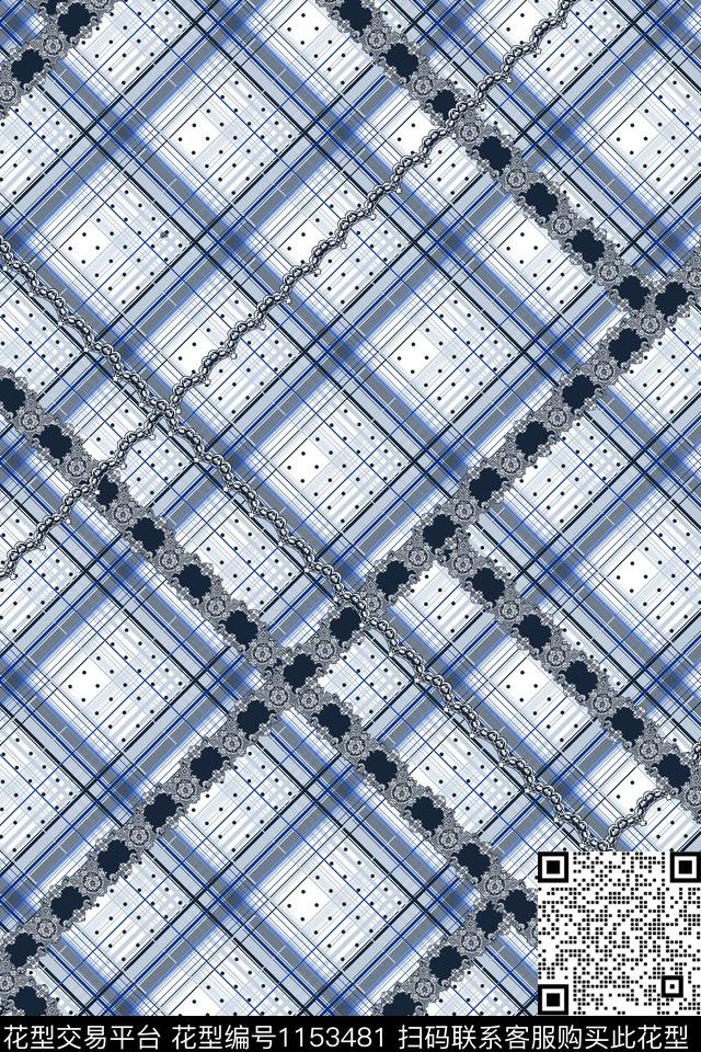 格子大牌风宫廷风数码印花华亿平台下载（图片编号: 1153481） - 瓦栏（Walan）
