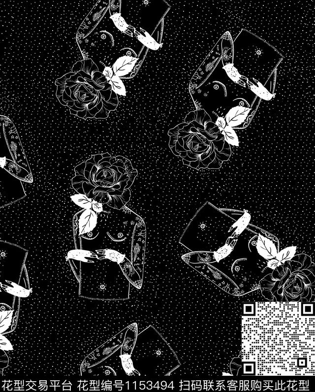 玫瑰花手满版散花传统印花华亿平台下载（图片编号: 1153494） - 瓦栏（Walan）