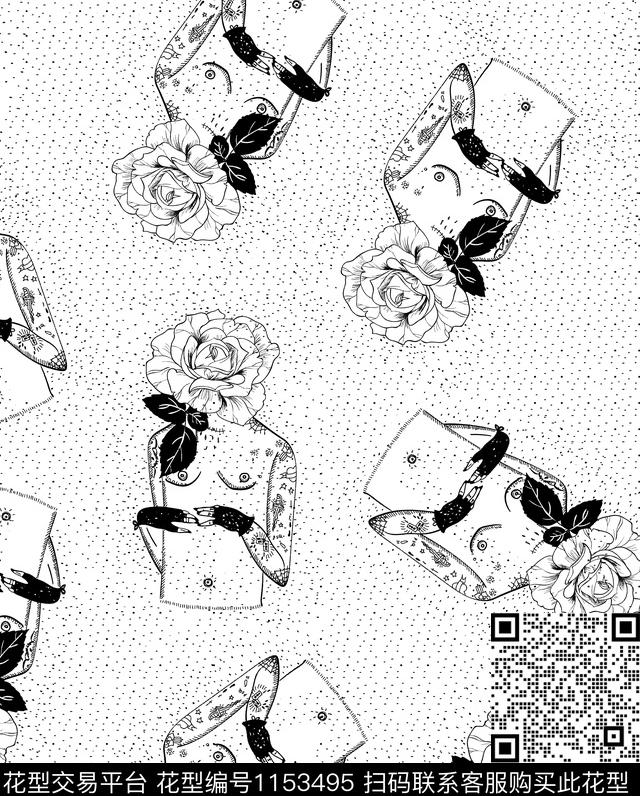 玫瑰花手满版散花传统印花华亿平台下载（图片编号: 1153495） - 瓦栏（Walan）