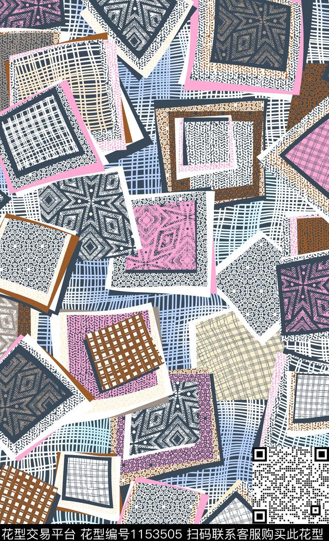 格子女装清爽数码印花华亿平台下载（图片编号: 1153505） - 瓦栏（Walan）