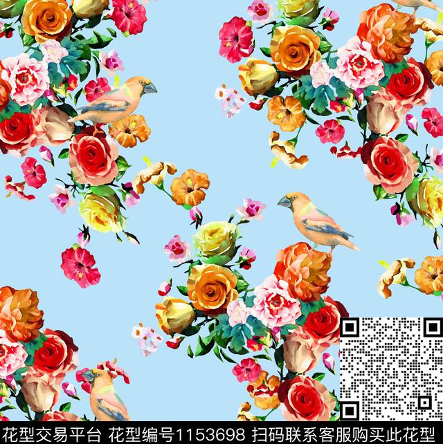 大牌风水彩花卉颜色数码印花华亿平台下载（图片编号: 1153698） - 瓦栏（Walan）