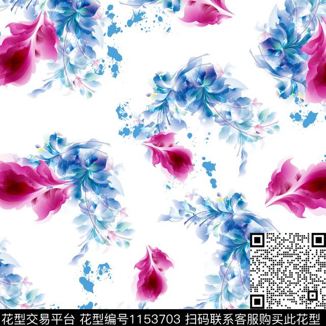 大牌风水彩花卉颜色数码印花华亿平台下载（图片编号: 1153703） - 瓦栏（Walan）