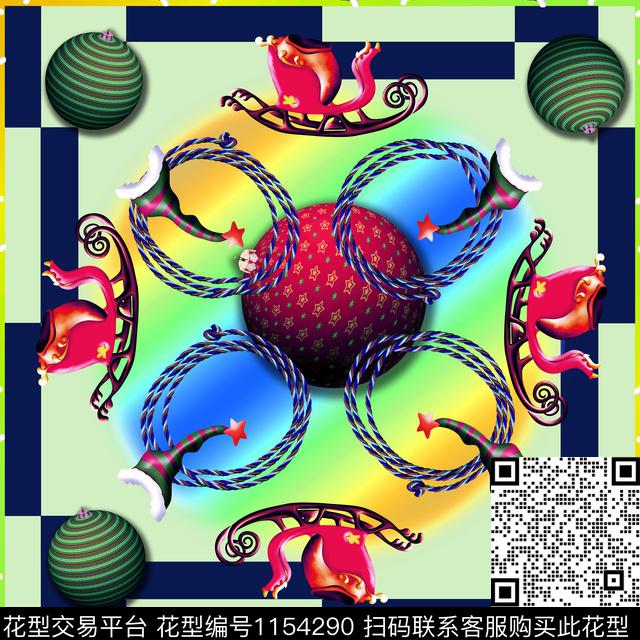 圣诞方巾炫彩数码印花华亿平台下载（图片编号: 1154290） - 瓦栏（Walan）