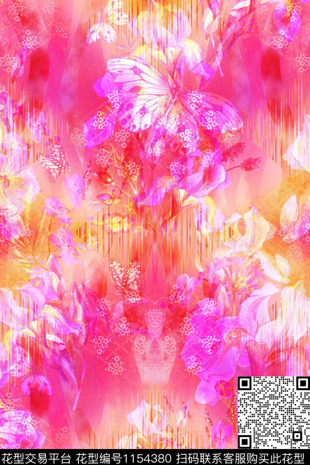 抽象花卉3D立体复杂数码印花华亿平台下载（图片编号: 1154380） - 瓦栏（Walan）