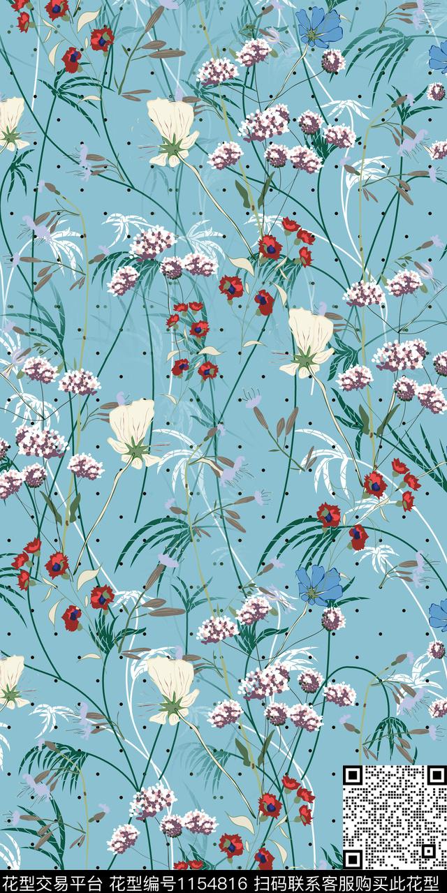 清爽底花卉大牌风数码华亿平台数码印花华亿平台下载（图片编号: 1154816） - 瓦栏（Walan）