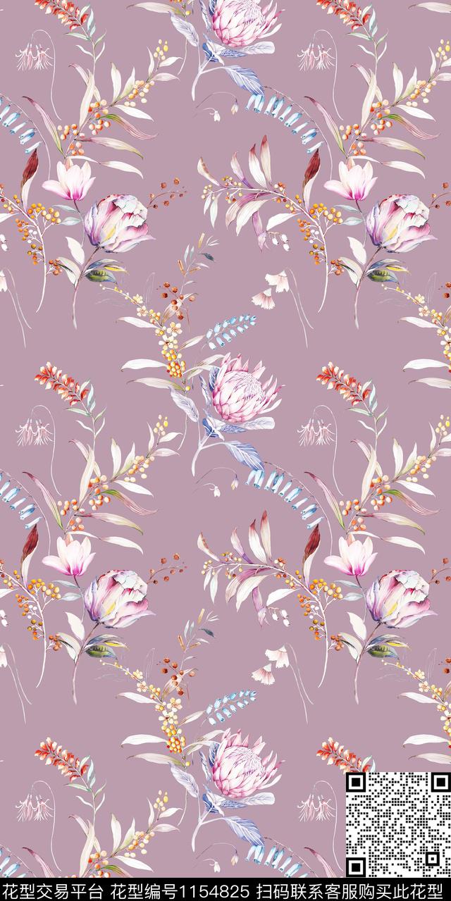 清爽底花卉大牌风数码华亿平台数码印花华亿平台下载（图片编号: 1154825） - 瓦栏（Walan）
