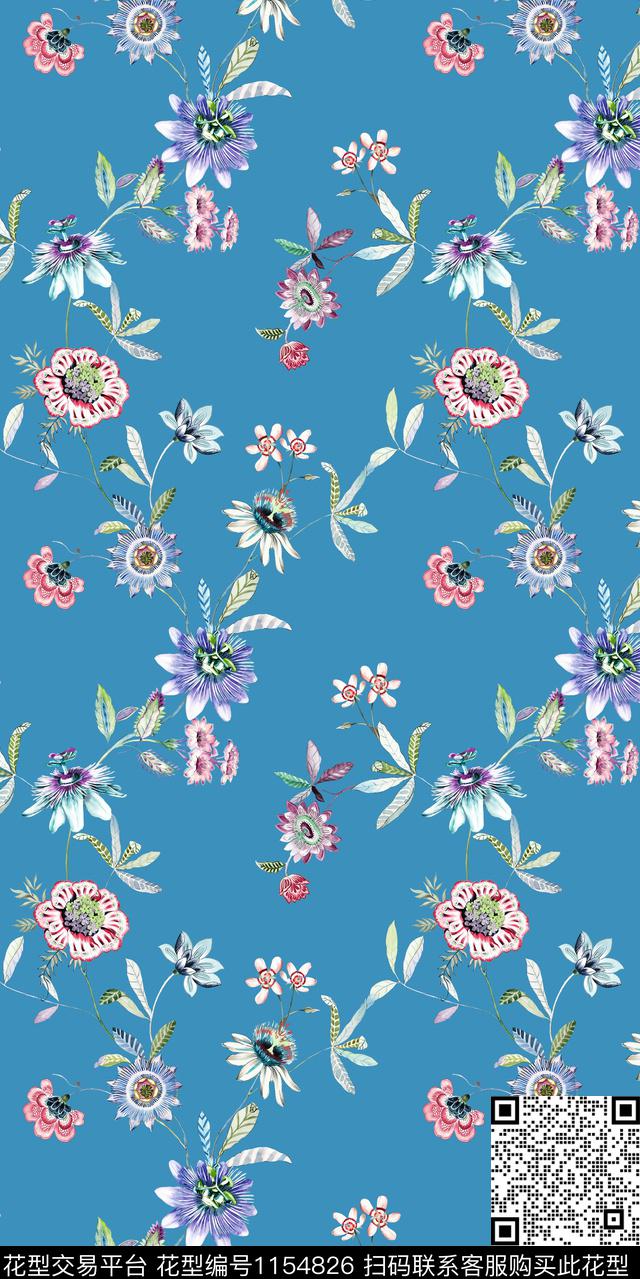清爽底花卉大牌风数码华亿平台数码印花华亿平台下载（图片编号: 1154826） - 瓦栏（Walan）