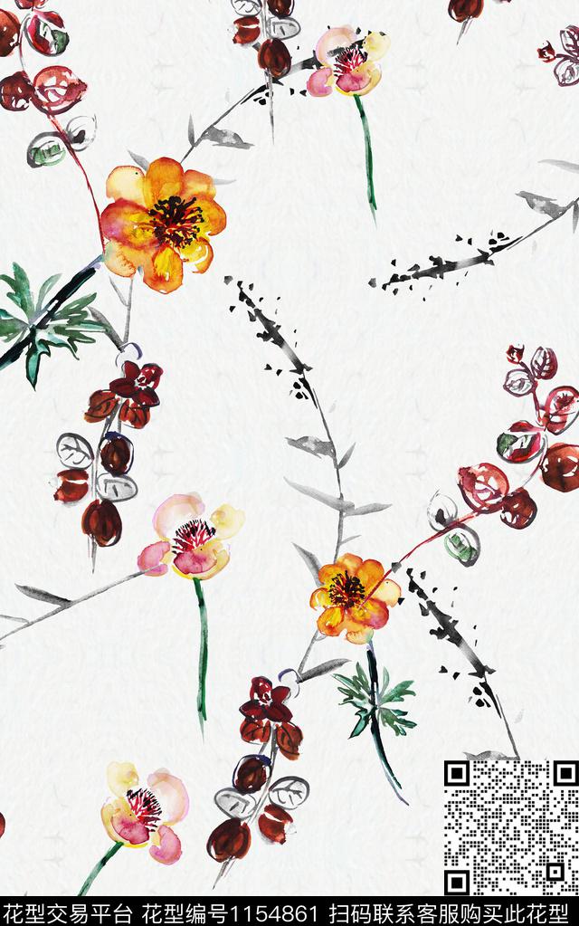 小碎花花卉森女数码印花华亿平台下载（图片编号: 1154861） - 瓦栏（Walan）